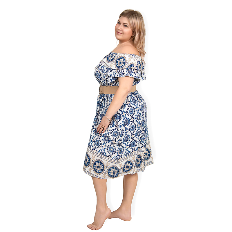 Bellita - PLUS SIZE šaty s volánovým výstřihem - sednou do velikosti 52