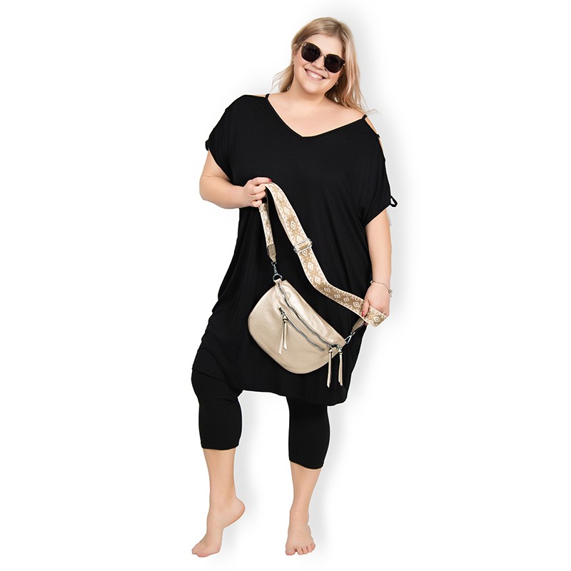 Tilly - černé PLUS SIZE šaty s průstřihy, sednou do velikosti 52