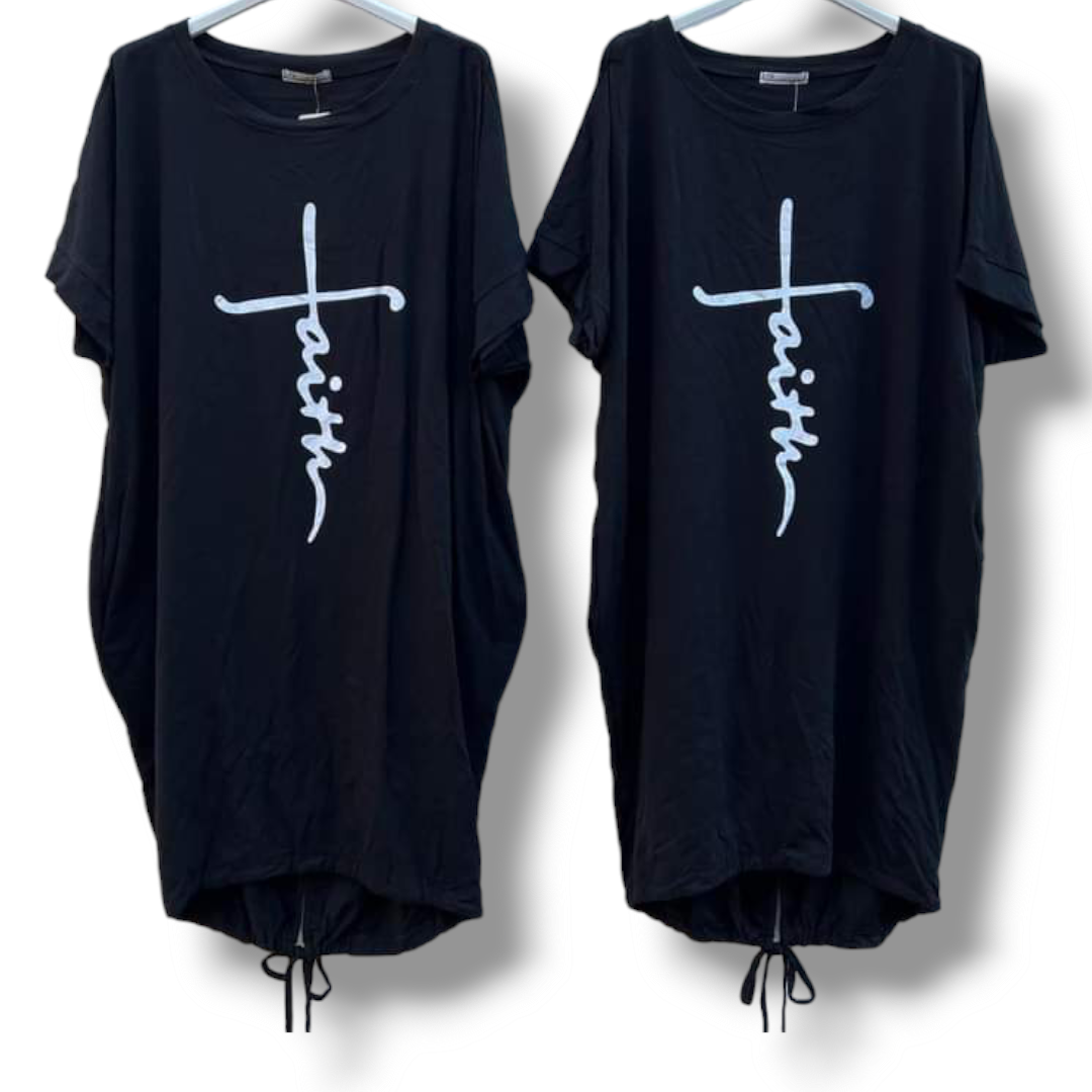 FAITH - oversize tunika/šaty - černá , sedne od velikosti S do XL