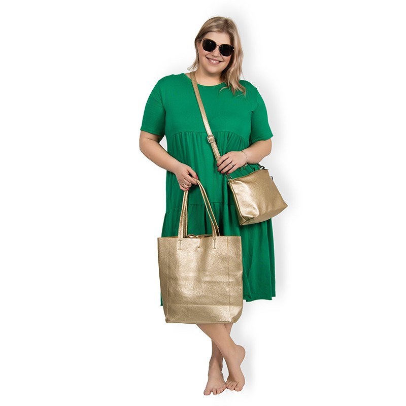 Alexia - zlatý shopper bag - velká a malá kabelka