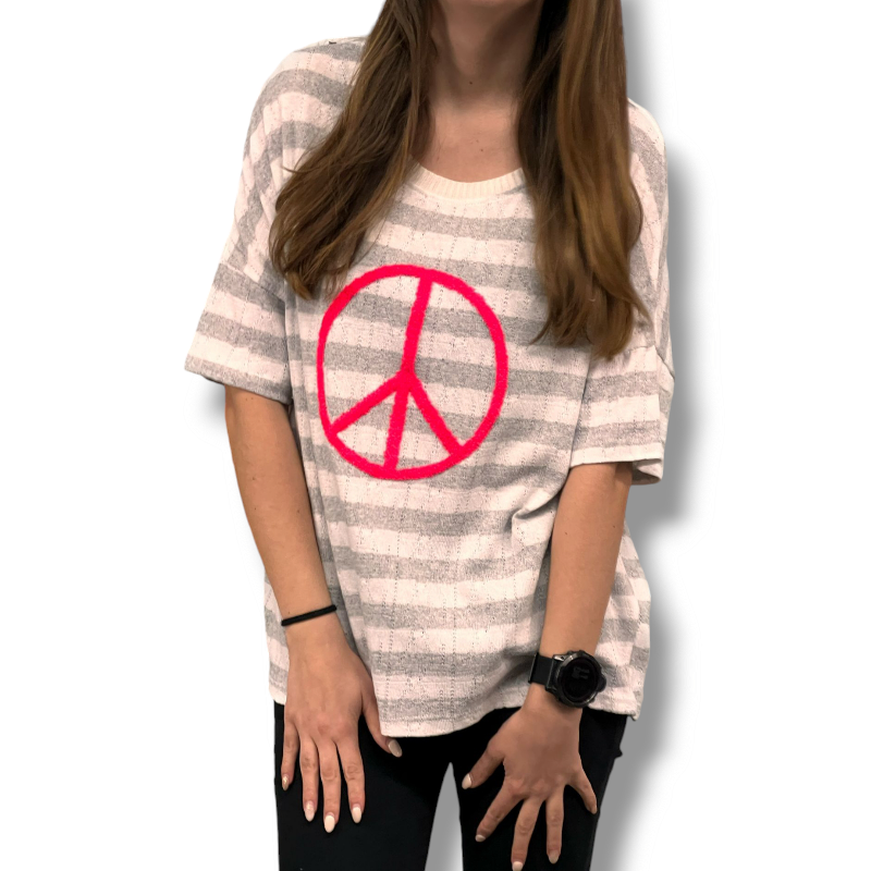 PEACE - OVERSIZE tričko/lehounký svetřík - šedá, sedne do velikosti XXL