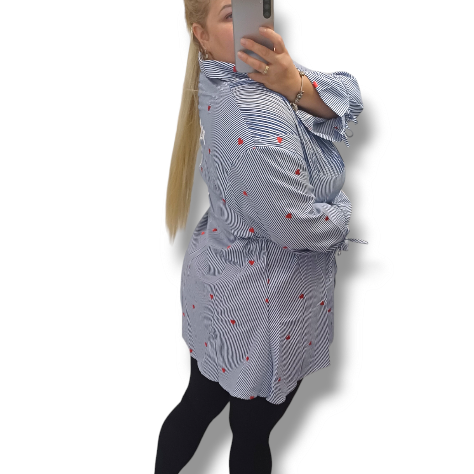 Tracy - PLUS SIZE košilové šaty se srdíčky, sednou do velikosti 50