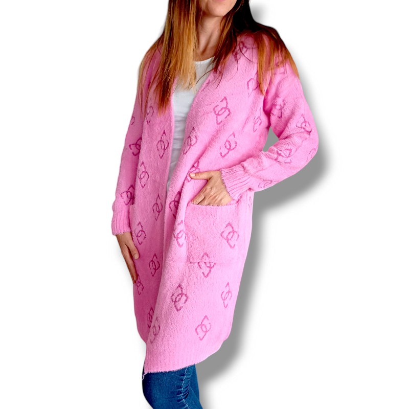 Angelika - kardigan - růžová, sedne do velikosti XL