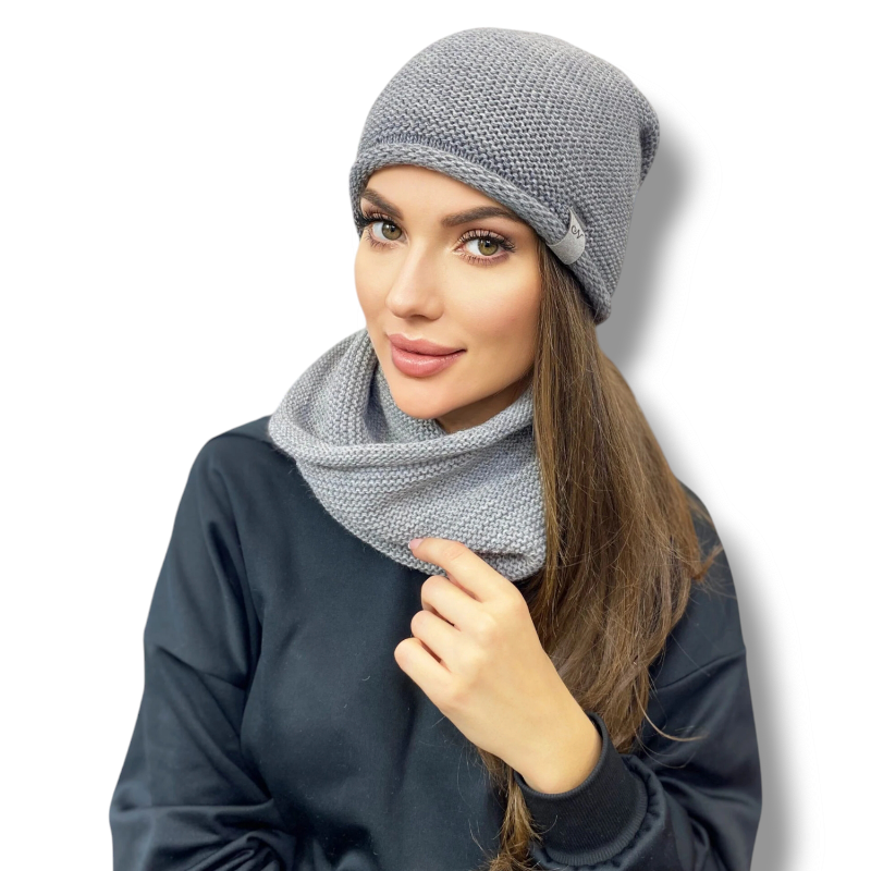 Set čepice s tunelem - šedá