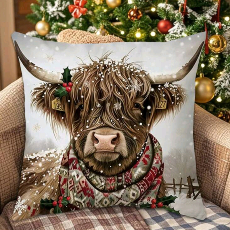 Vánoční povlak na polštář - MERRY MOO