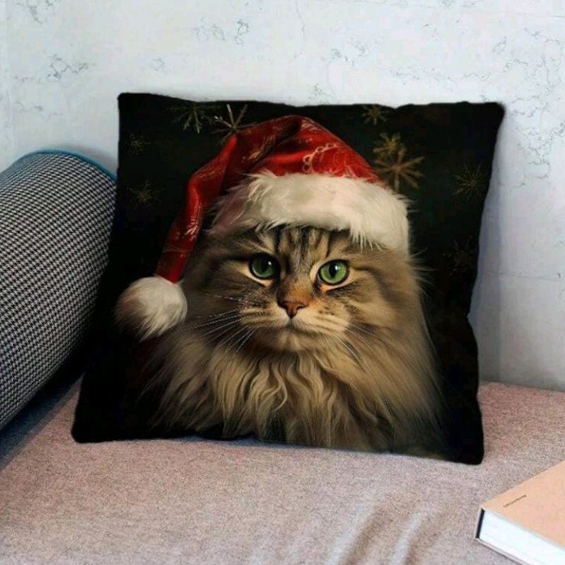 Vánoční povlak na polštář - MERRY MEOW
