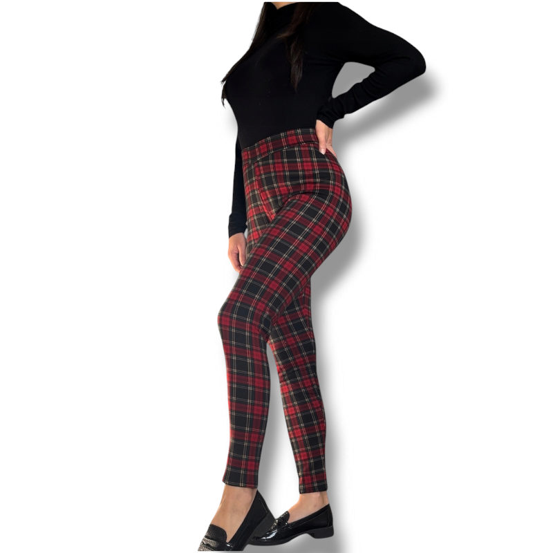 Zateplené kostkované legíny, velikost M/L