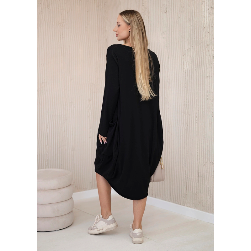 CELINA - PLUS SIZE šaty s kapsami černé