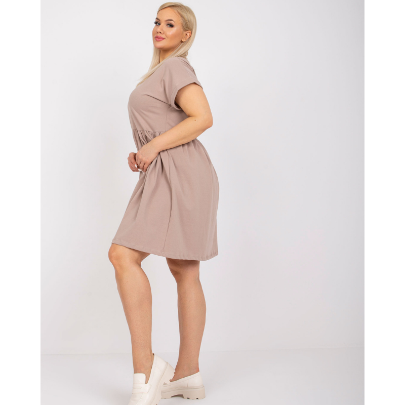 SIMONA - PLUS SIZE šaty - dark beige, velikosti od 2XL do 3XL