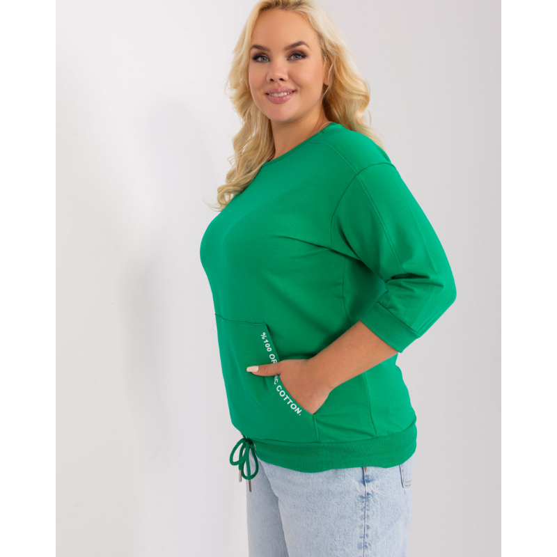 MONA - PLUS SIZE mikinové tričko - zelená, velikost sedne do 46