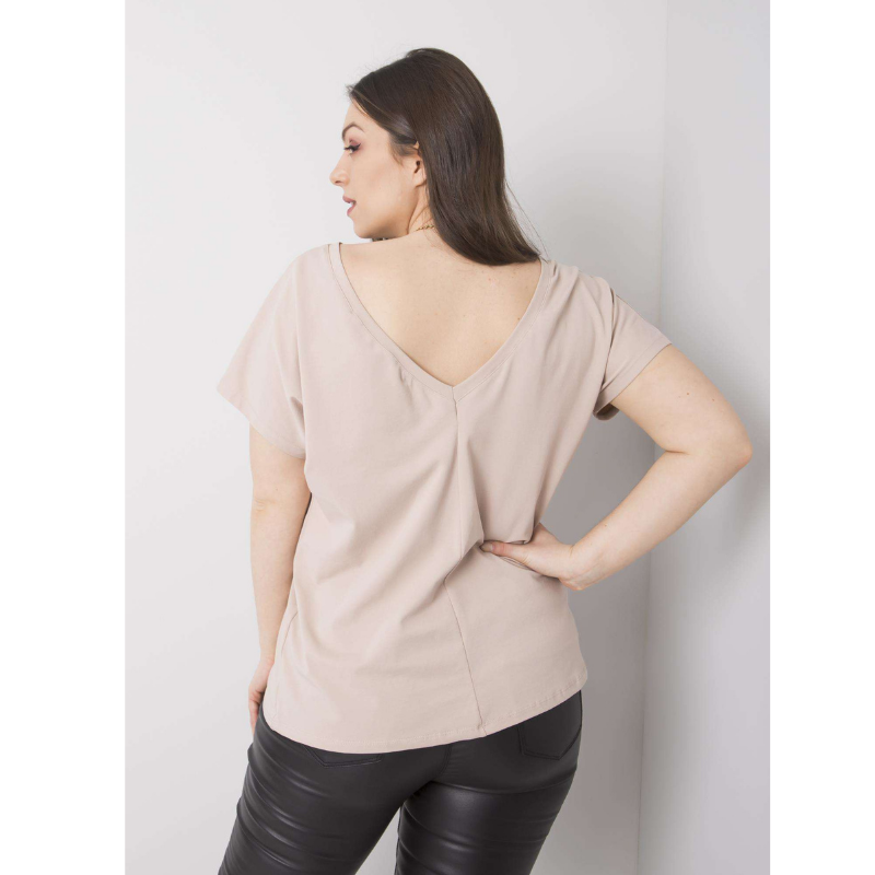 BEVERLY - PLUS SIZE tričko - cappucino, velikost 2XL, sedne do 44