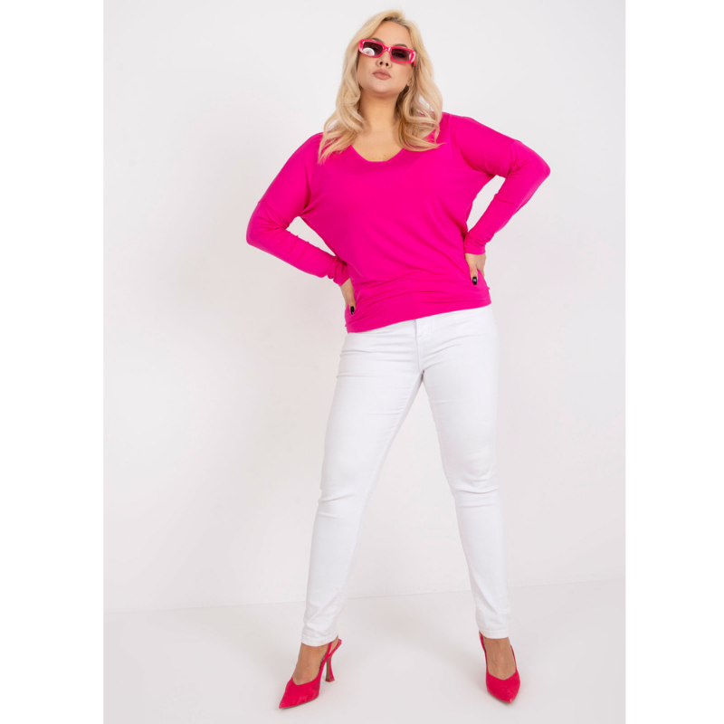 ELISA - PLUS SIZE tričko s dlouhým rukávem - fuchsiová, sedne do velikosti 44