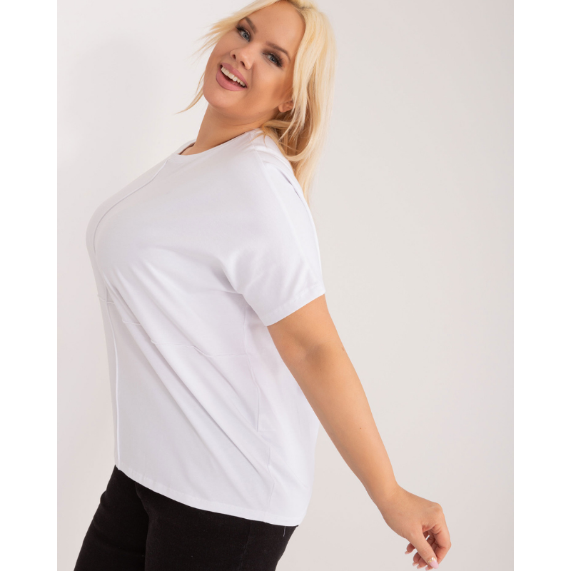 MAYA - PLUS SIZE bílé tričko s ozdobným švem