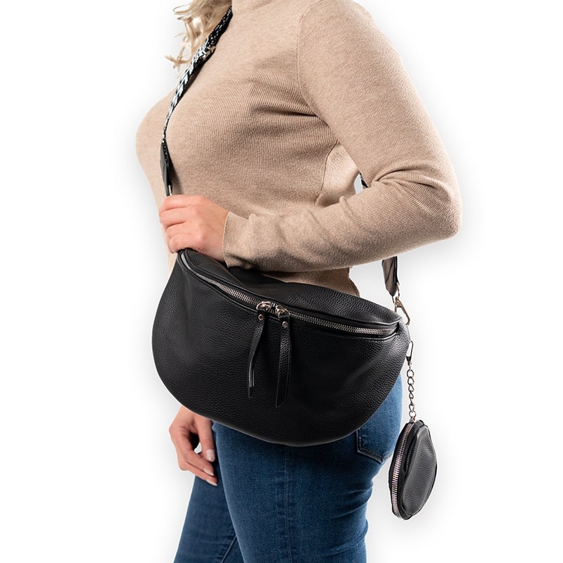 JOLA - černá crossbody ledvinka s kapsičkou