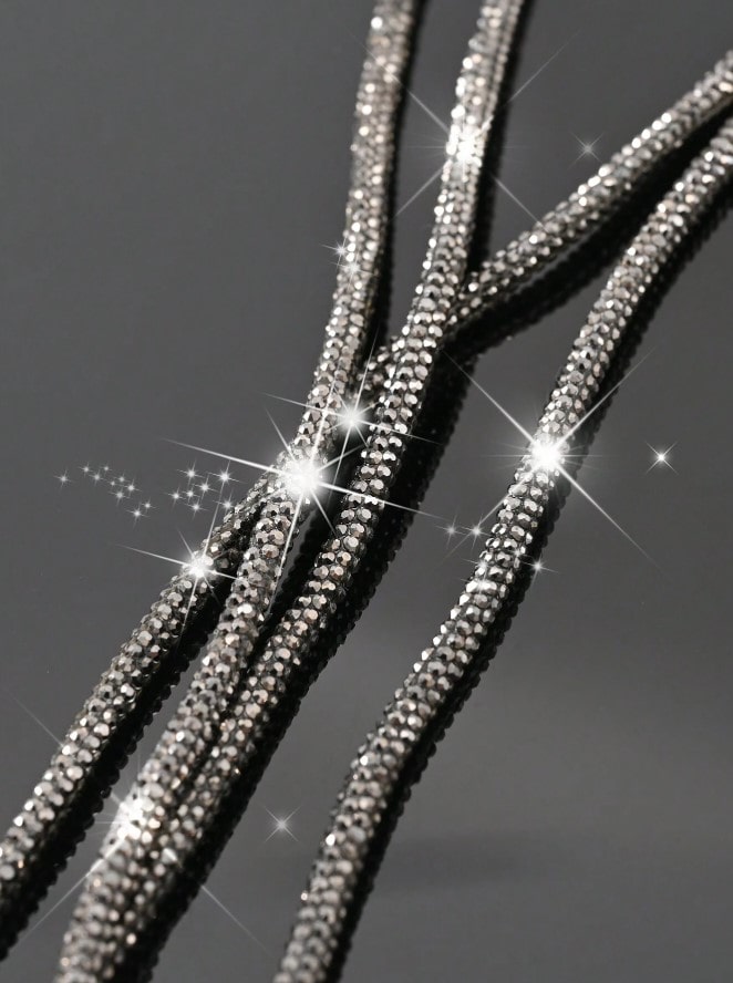 SPARKLE LACES - černé tkaničky s falešnými diamanty - 100 cm