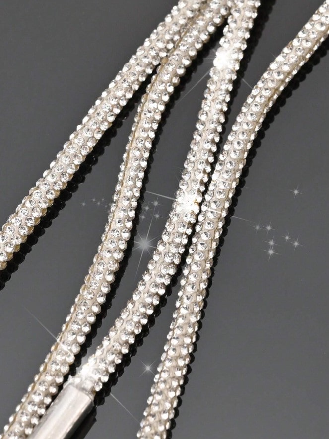 SPARKLE LACES - šedé tkaničky s falešnými diamanty - 100 cm