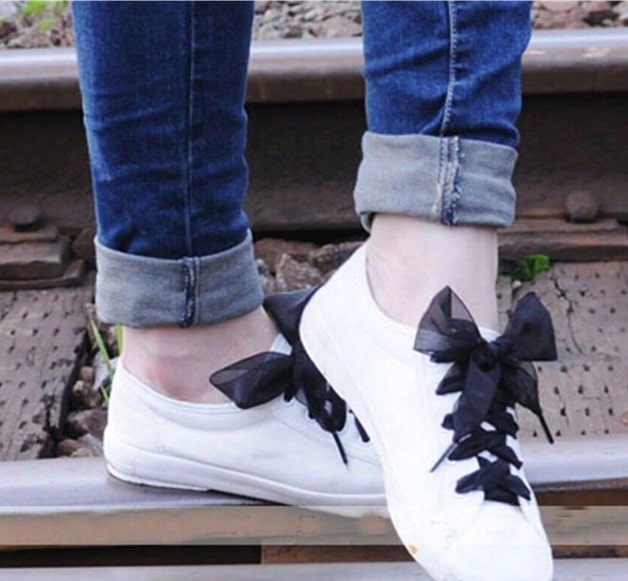 CHIFFON LACES – černé šifonové tkaničky do bot - 120 cm