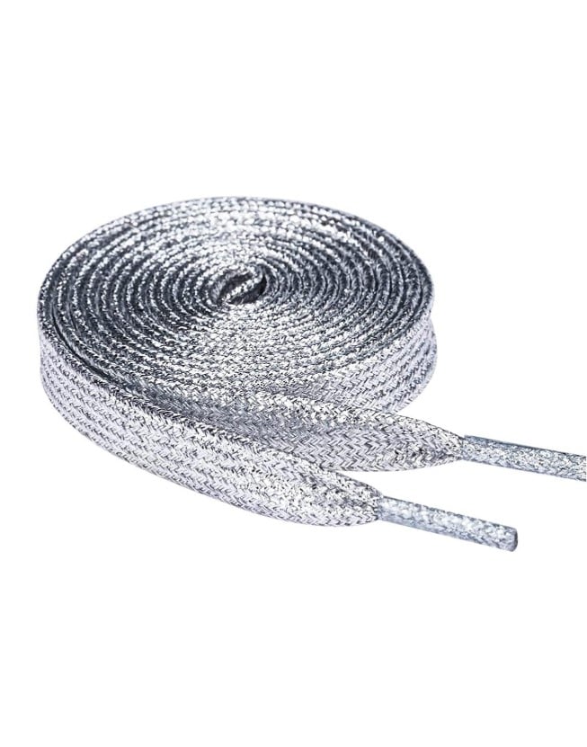GLITTER LACES - třpytivé tkaničky - stříbrná, 120 cm