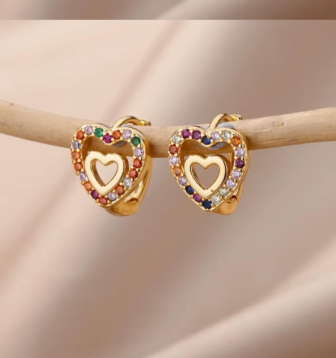 ROMANTIC HEART – náušnice z chirurgické oceli, zlatá