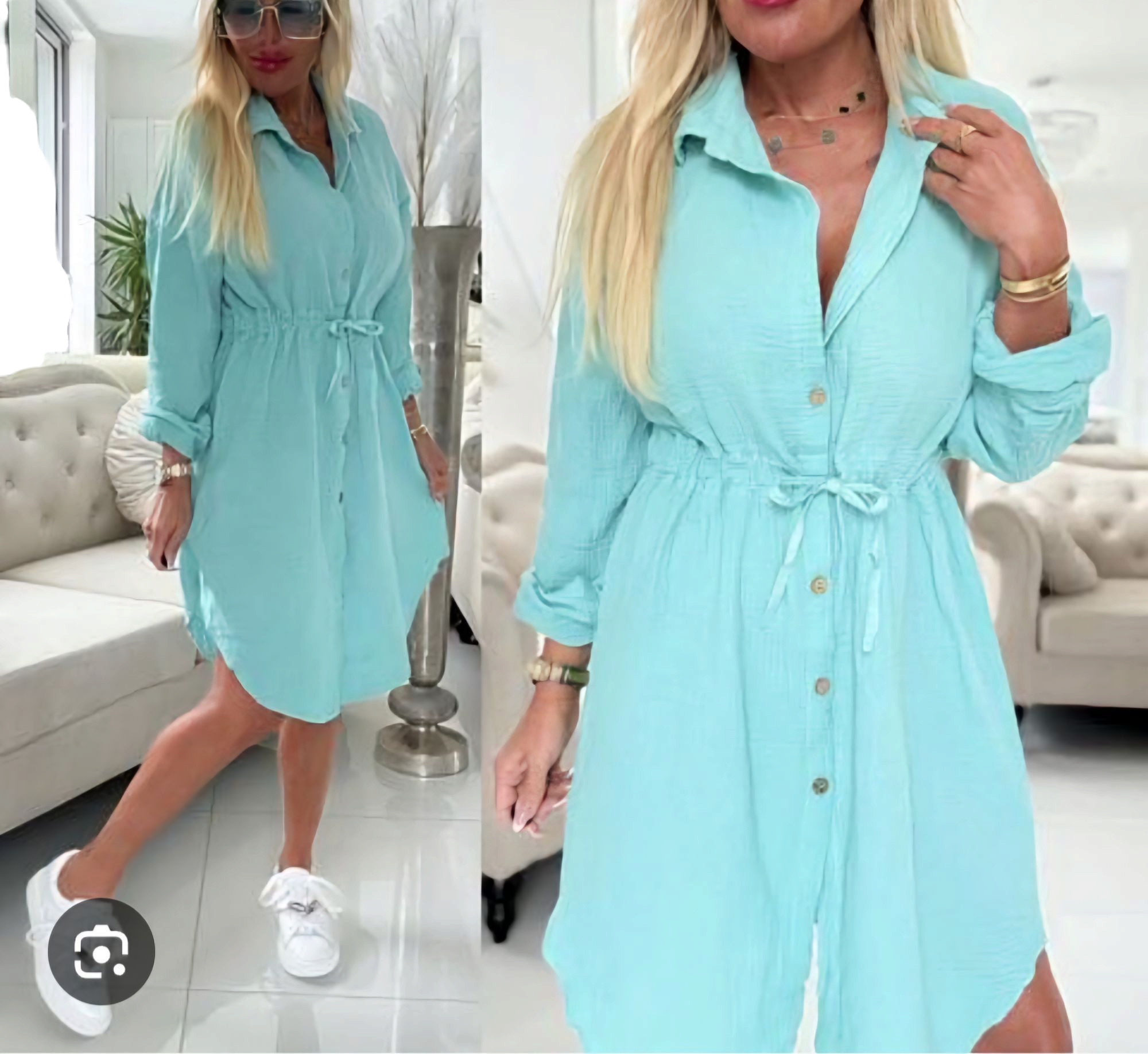 DIDI - letní mušelínové šaty - mint, sednou do XL