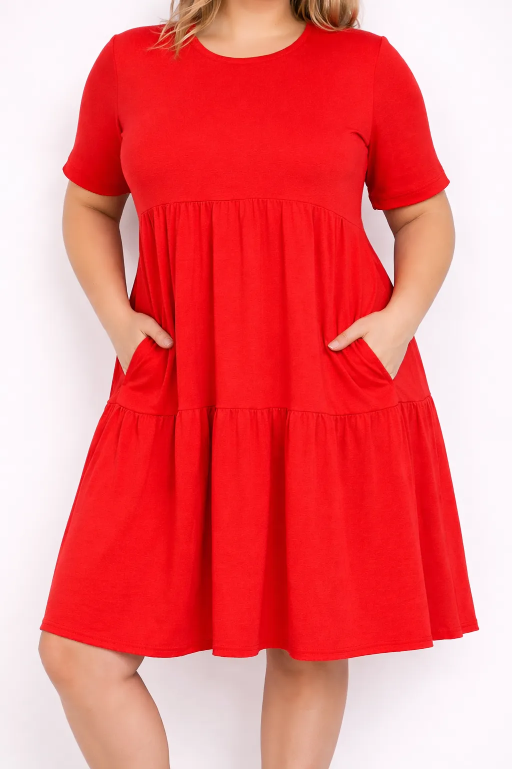 BRIANNA - PLUS SIZE šaty - červená, sedne do velikosti 50