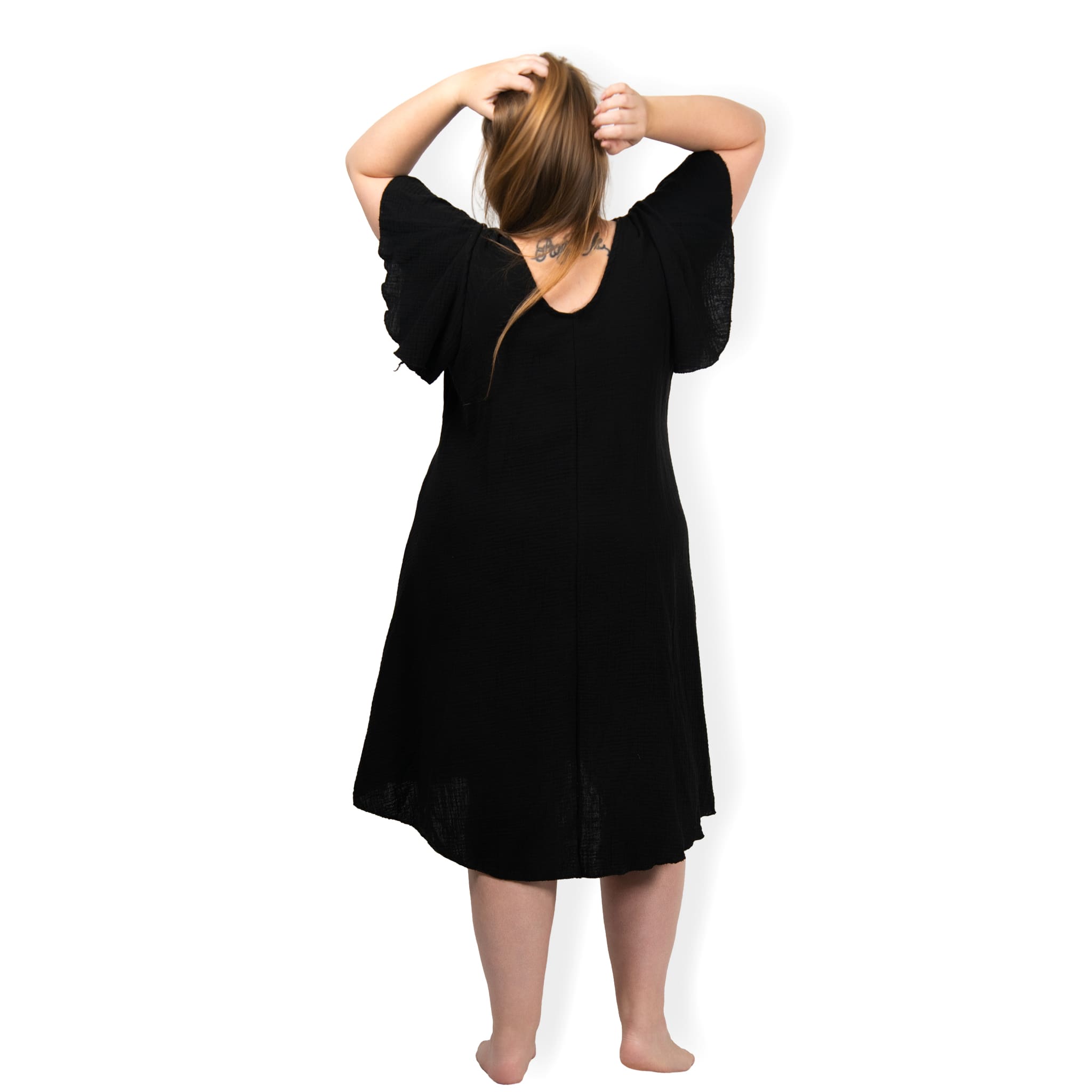 MAYA - mušelínové šaty PLUS SIZE - černá, sedne do 52