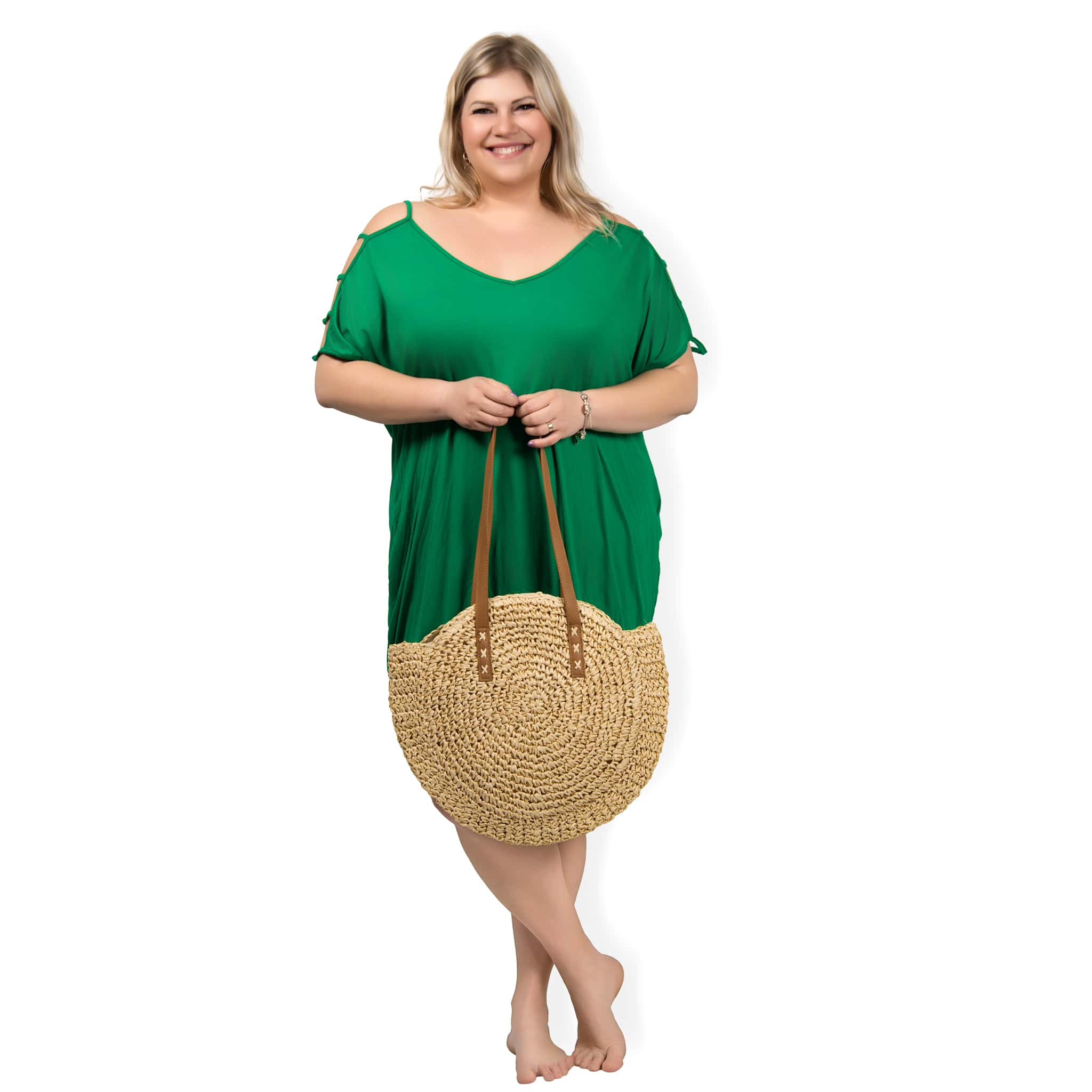 Tilly - zelené PLUS SIZE šaty s průstřihy, sednou do velikosti 52