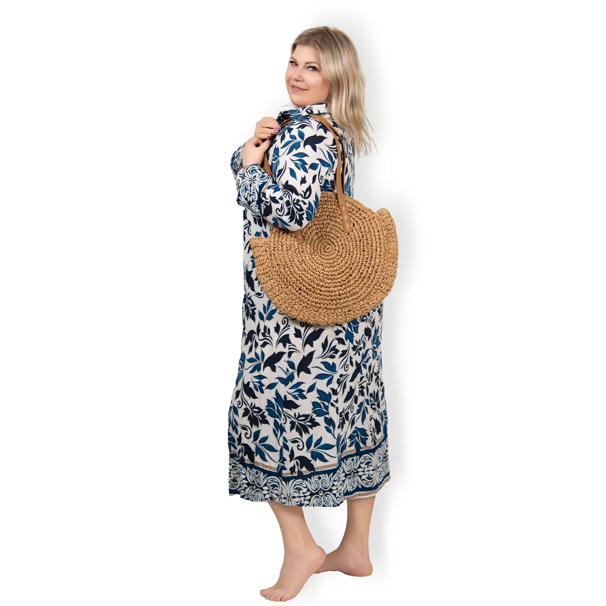 MARISOL - MAXI šaty s potiskem, modrá, velikost XL/XXL