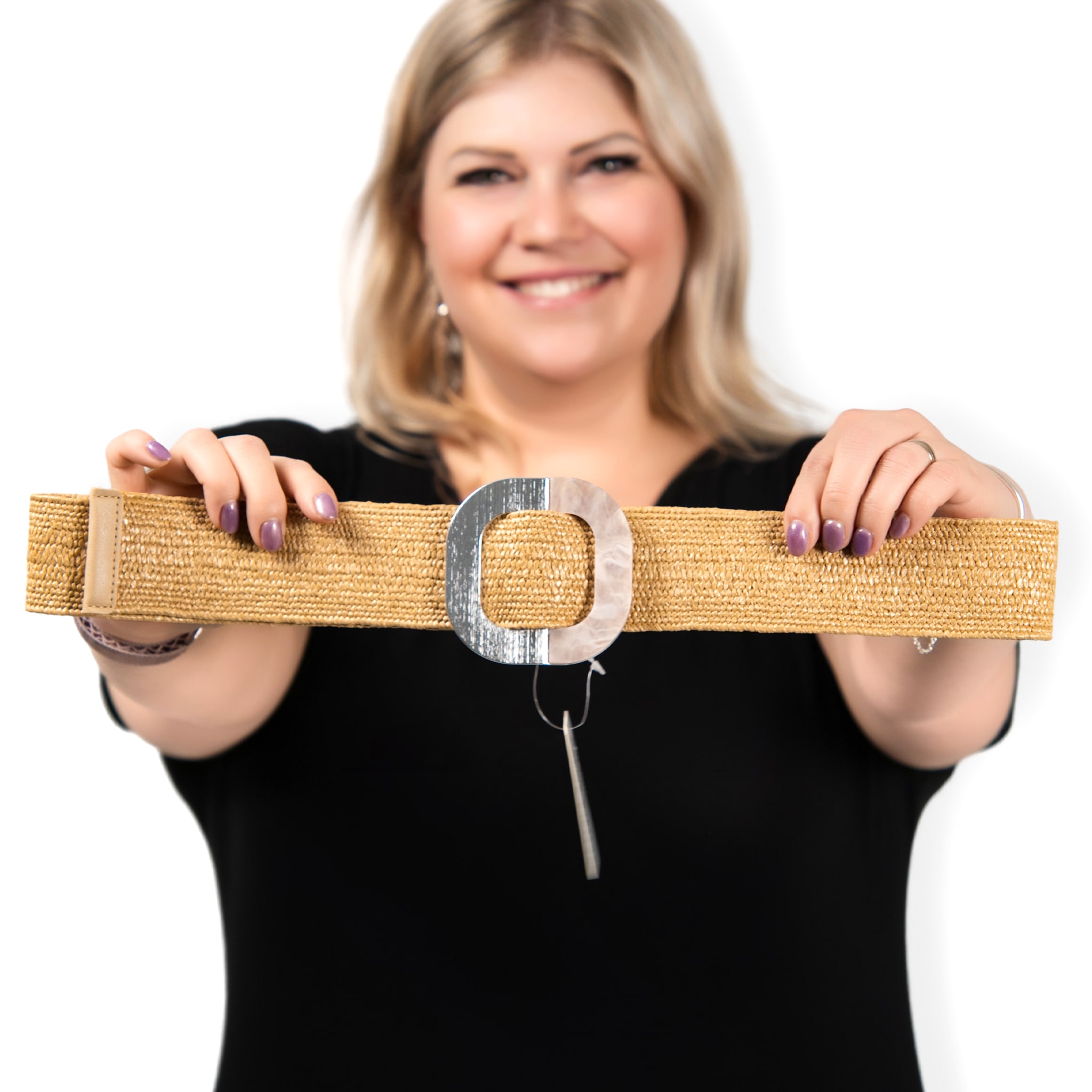 MIA - PLUS SIZE elastický přírodní pásek (119-150 cm)
