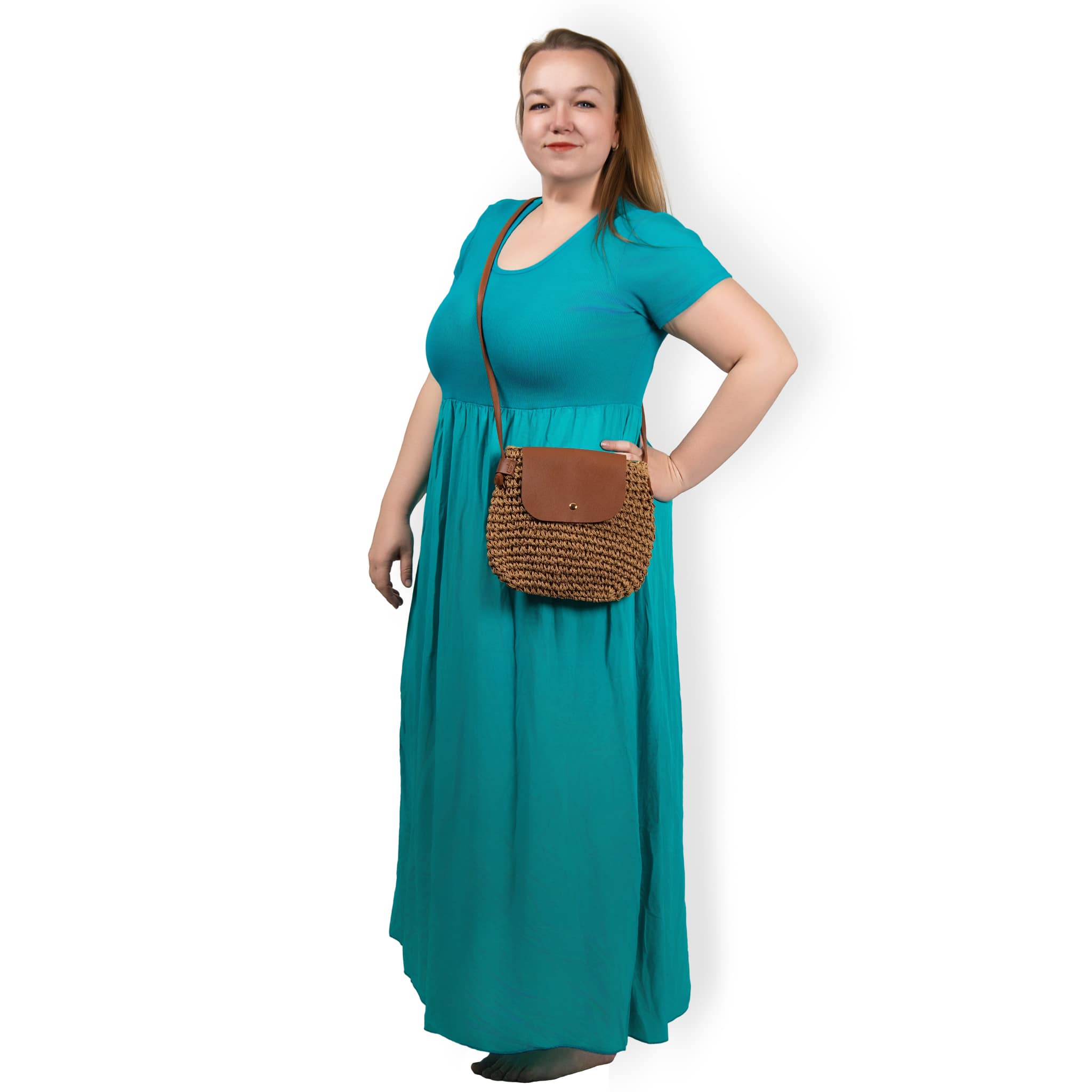 VIVIANA - dlouhé šaty - tyrkysová, velikost S-XL