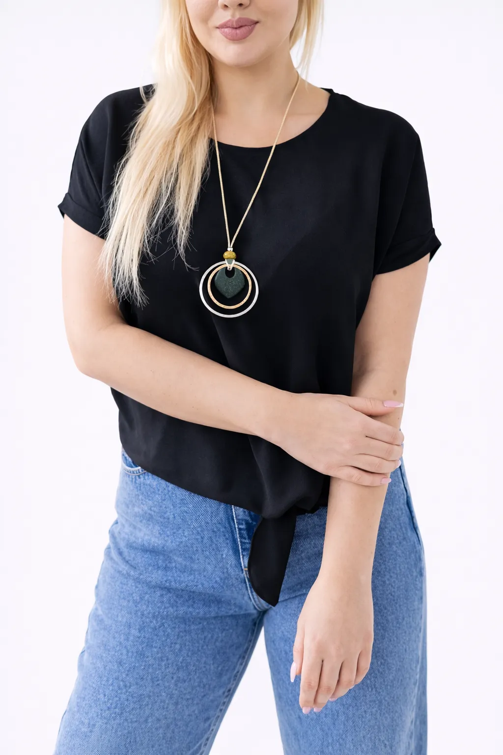 MELISA - tričko s uzlem - černá, sedne do velikosti XL