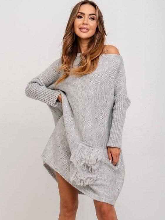 SANDY - oversize svetr - šedá, sedne od S do XL