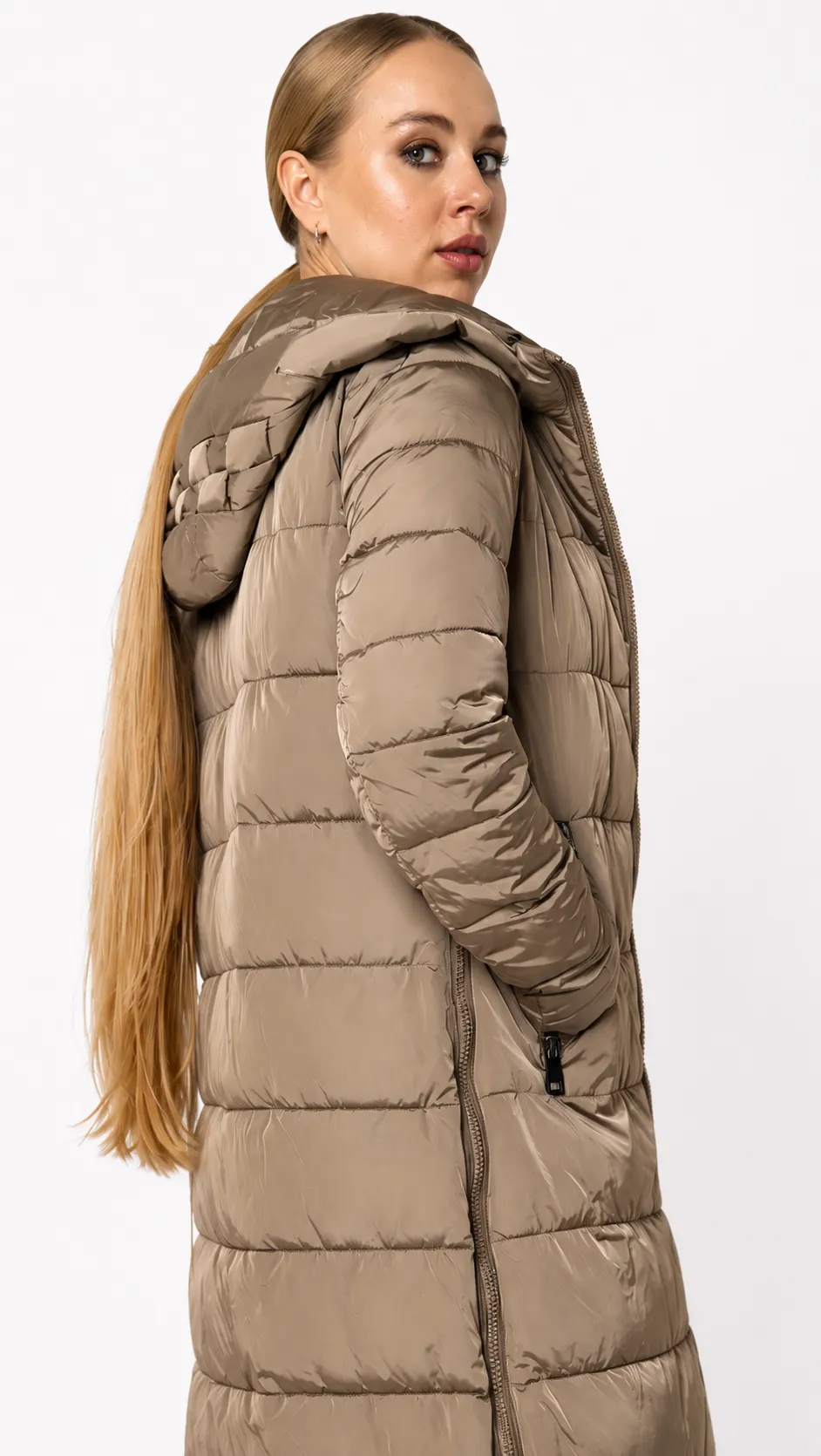 LUXURY - dlouhá bunda - champagne, velikost S/M
