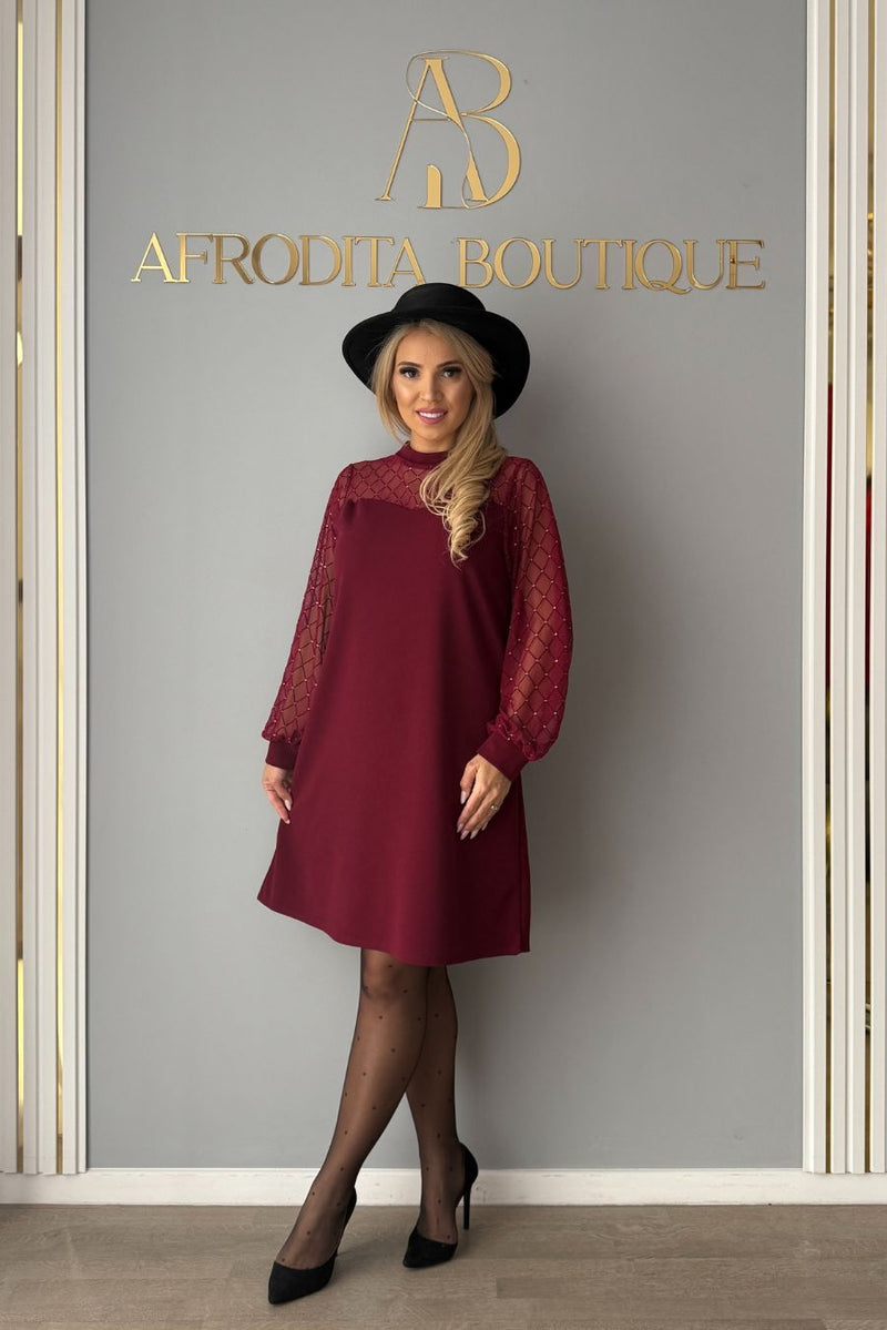 HOLLY - šaty - burgundy, velikost sedne od S do L