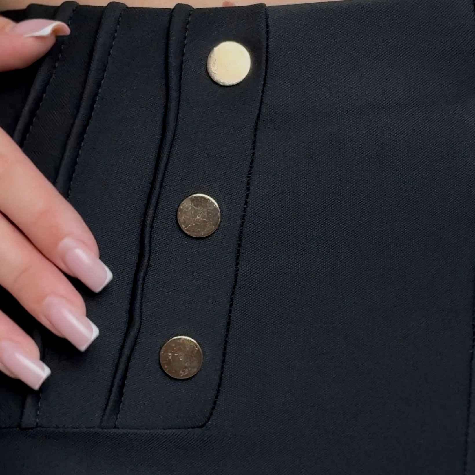 LEJLA - pružné kalhoty se zlatými knoflíky - ZATEPLENÉ - velikost S