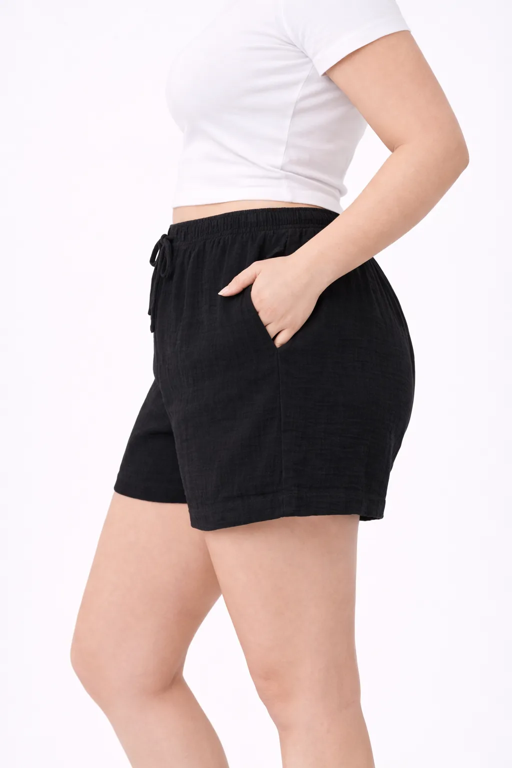 SOLITA - mušelínové kraťasy - černá třešeň, velikosti od M do XL