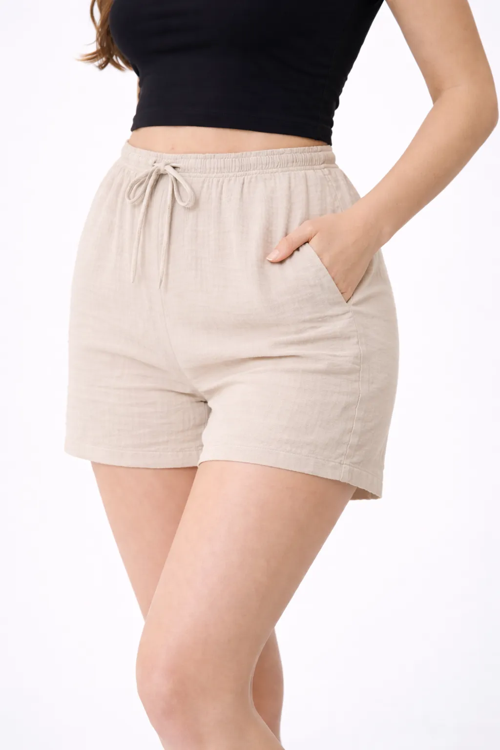 SOLITA - mušelínové kraťasy - frappé, velikosti od M do XL