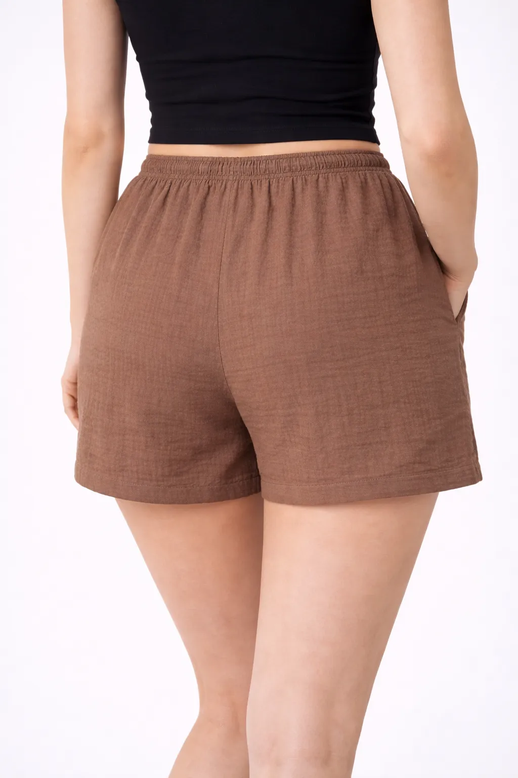 SOLITA - mušelínové kraťasy - mokka, velikosti od M do XL