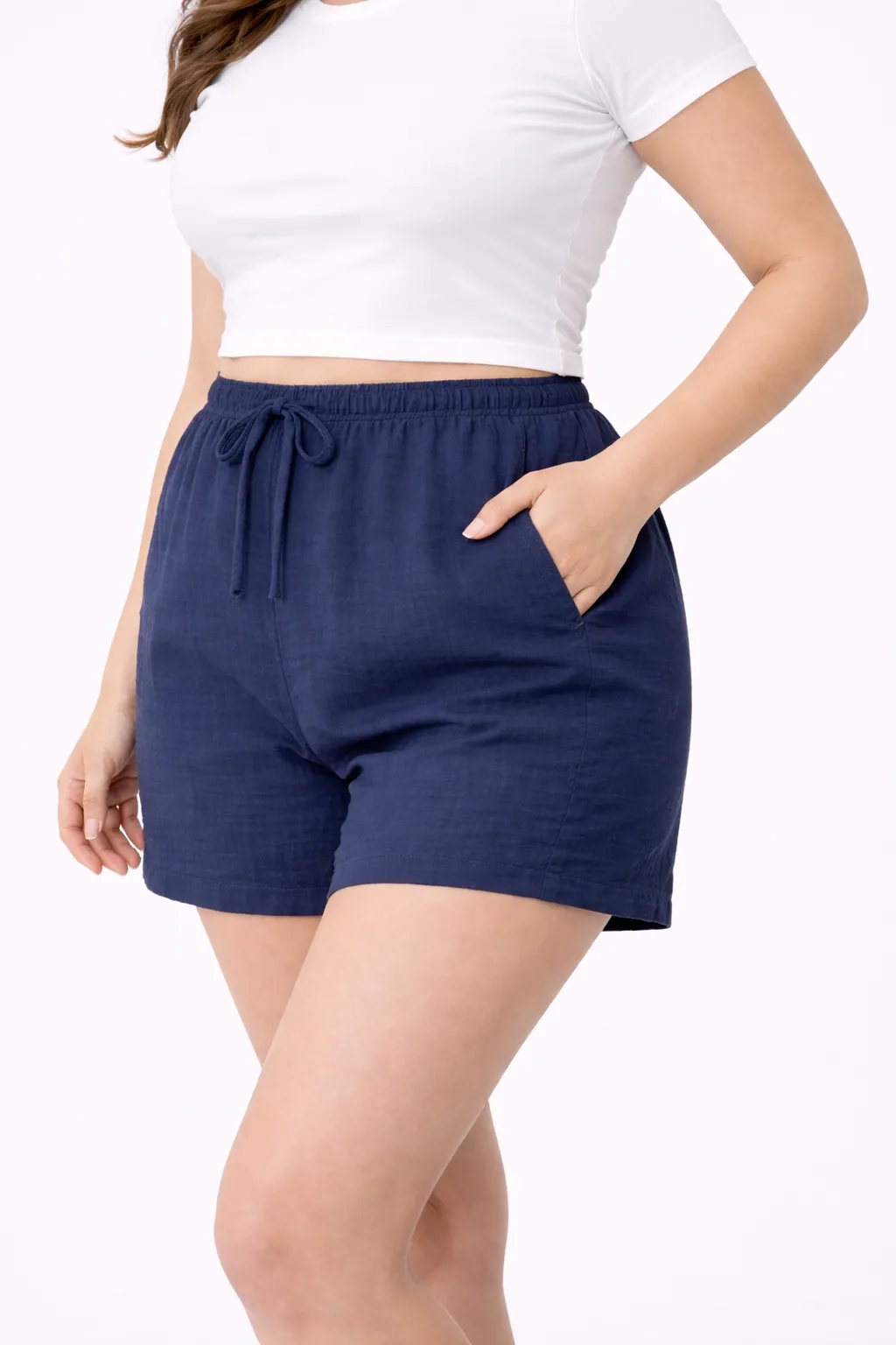 SOLITA - mušelínové kraťasy - tmavě modrá, velikosti od M do XL