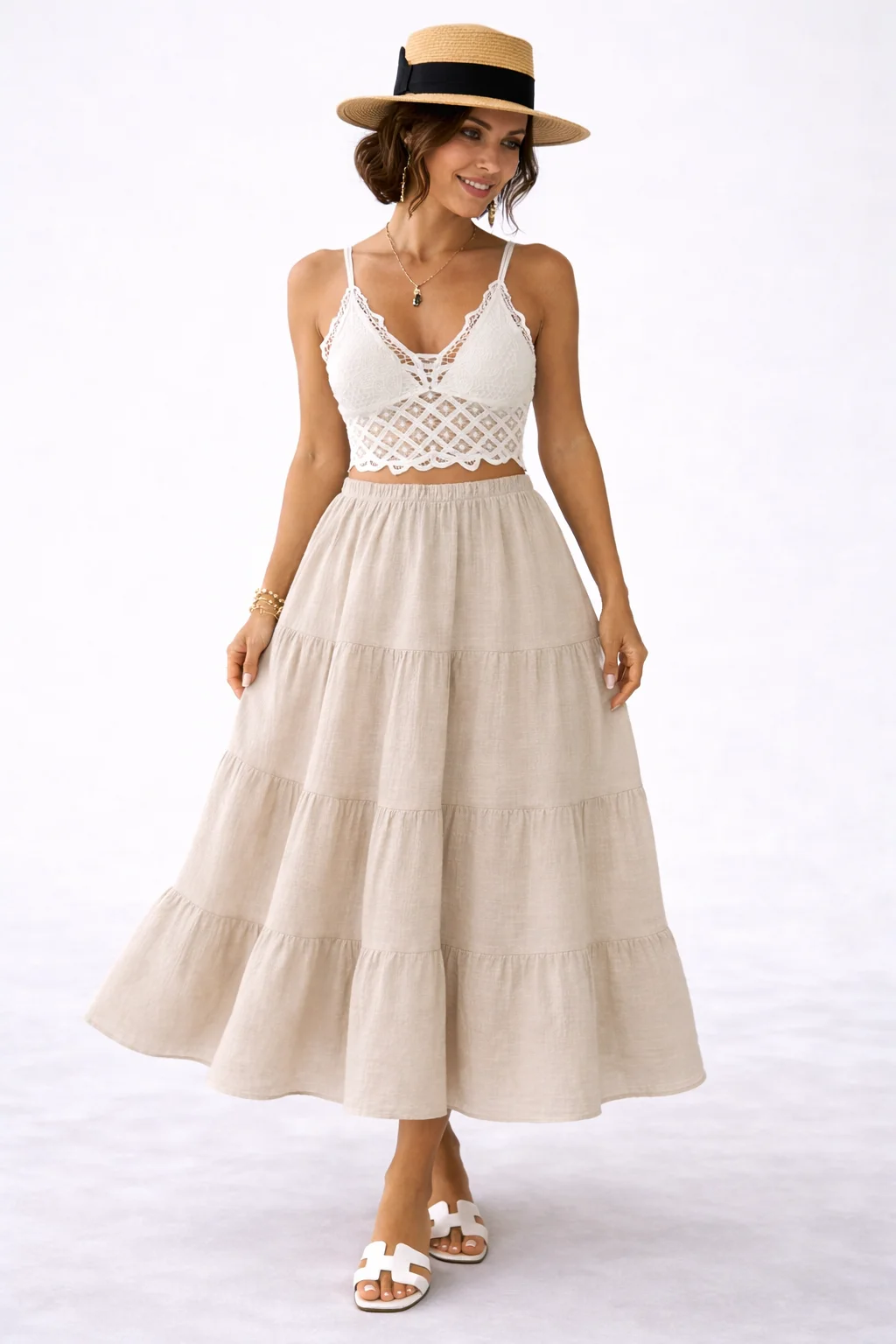 SAHARA - mušelínová sukně - frappé, sedne od velikosti S do L 