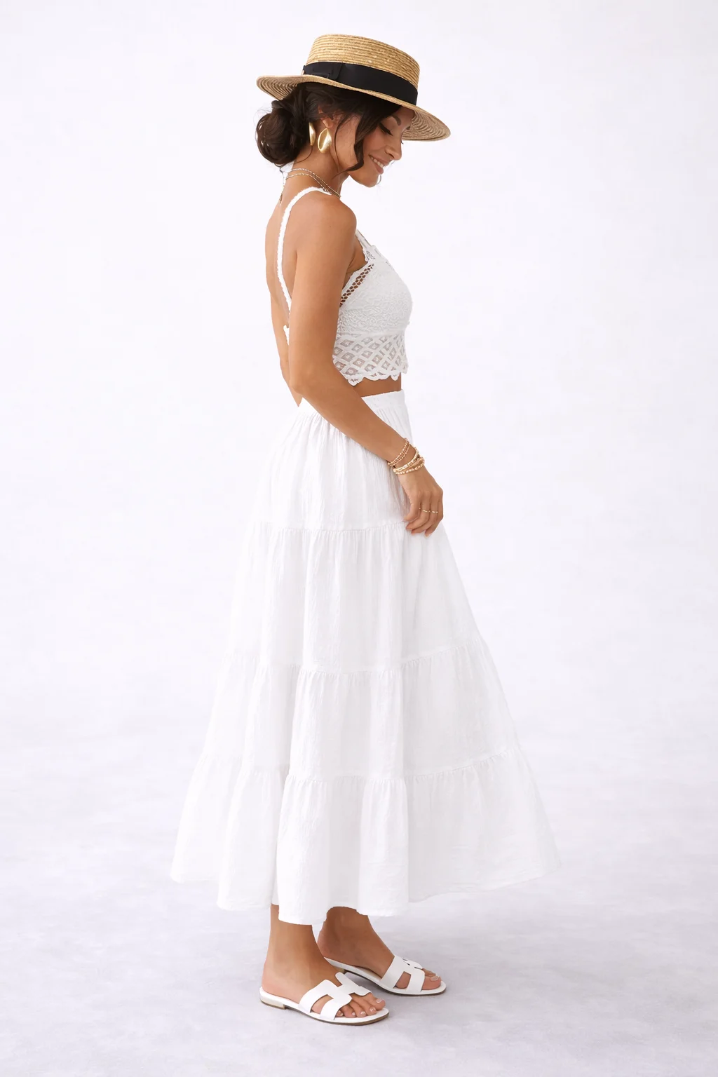 SAHARA - mušelínová sukně - kokosová, sedne od velikosti S do L 