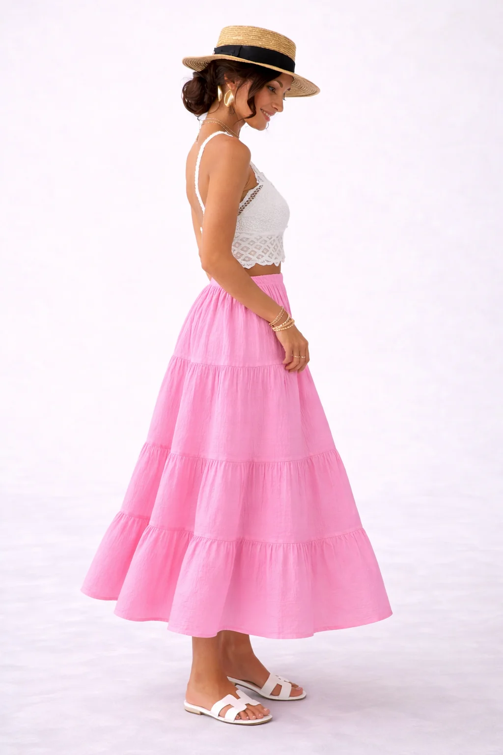 SAHARA - mušelínová sukně - guava, sedne od velikosti S do L 