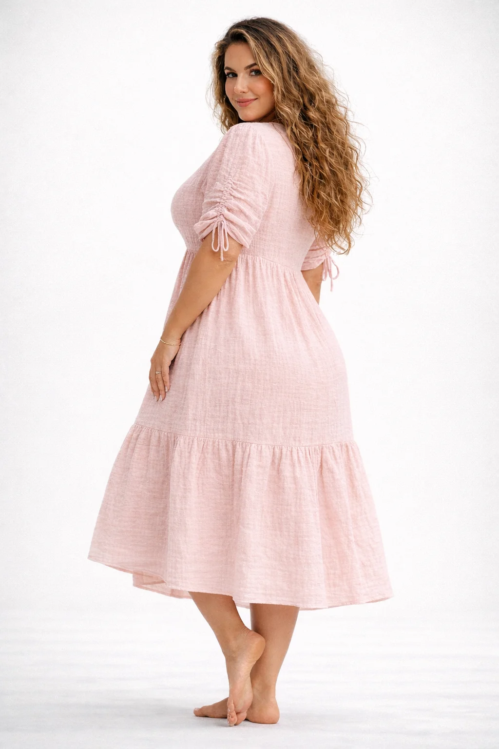 LIANA - PLUS SIZE mušelínové šaty - pivoňka, sednou do velikosti 50