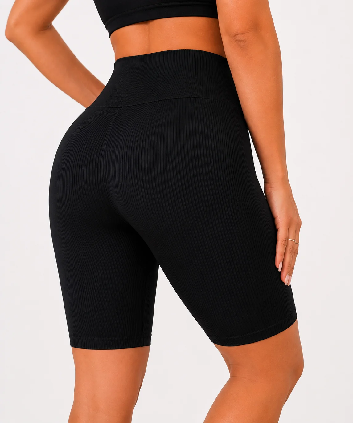 Velvetky BIKER - černé vroubkované bambusové kraťasy, velikost 3XL/4XL