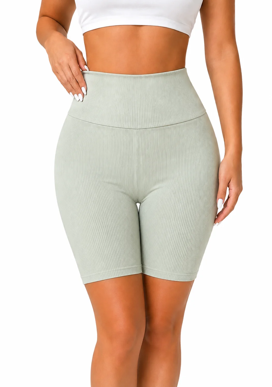 Velvetky ACTIVE - bambusové vroubkované kraťásky - pastelově zelená, velikost L/XL