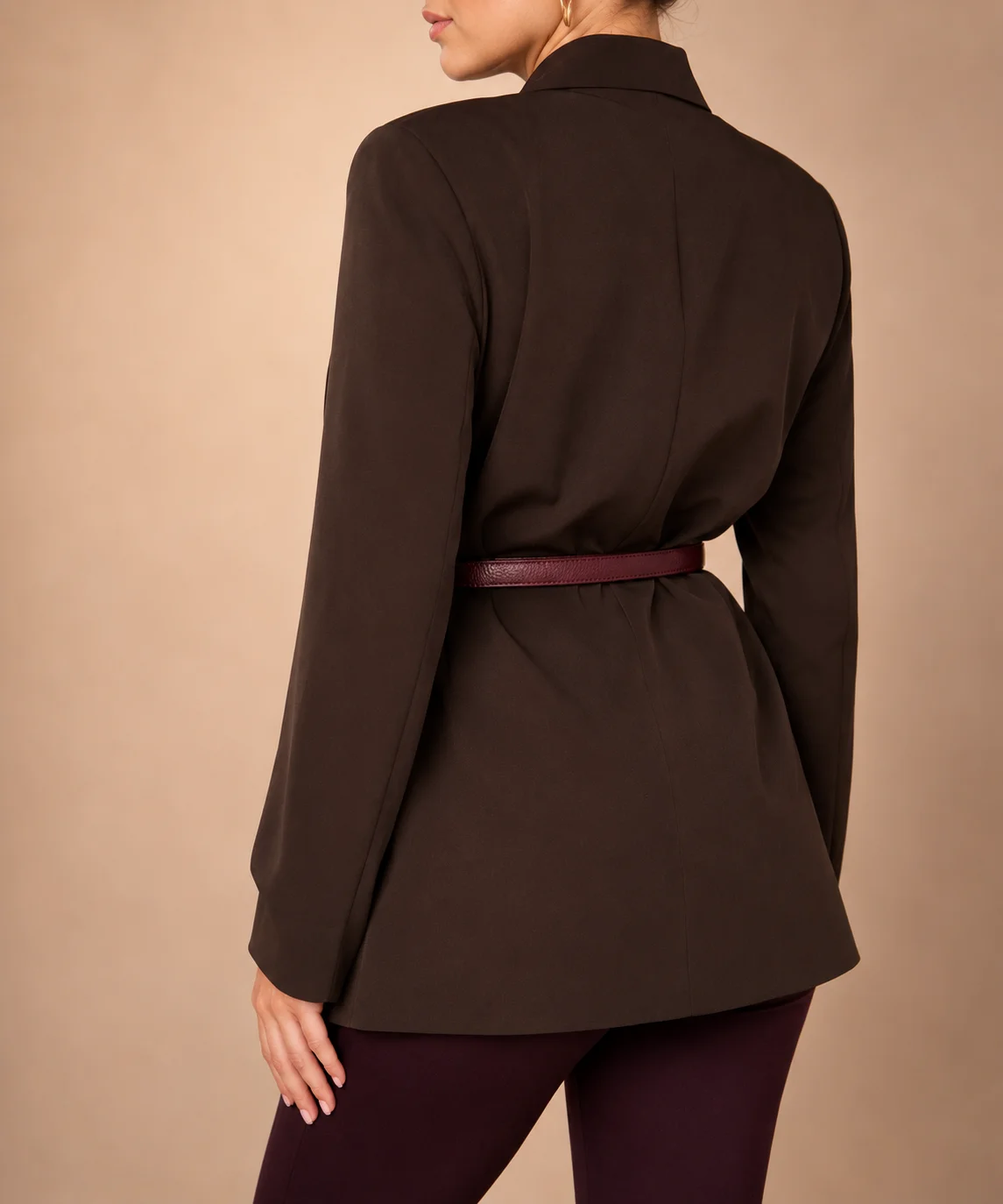 LIVIA - kožený pásek se zlatou sponou - burgundy, UNI velikost (68-120 cm)