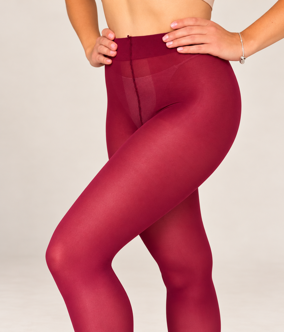 KARA - hladké punčocháče z mikrovlákna - 60 DEN, burgundy, velikosti S až XL
