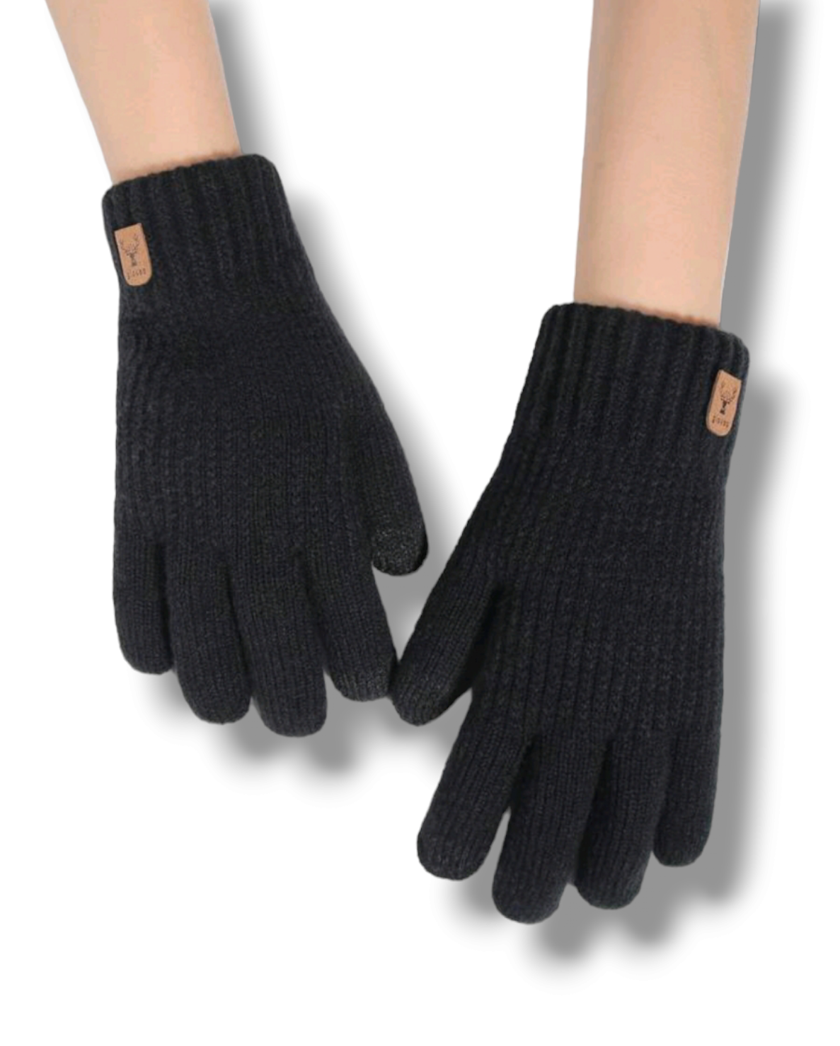 UNISEX zateplené prstové rukavice hladké - černé