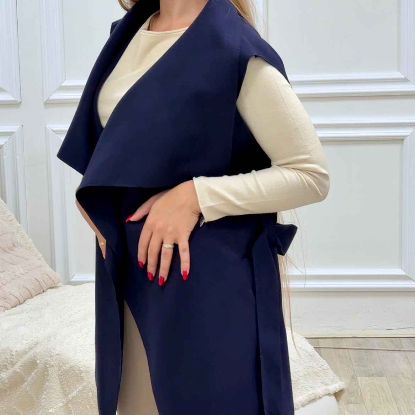 Moly - flaušová vesta krátká - modrá, sedne od velikosti XS do XL
