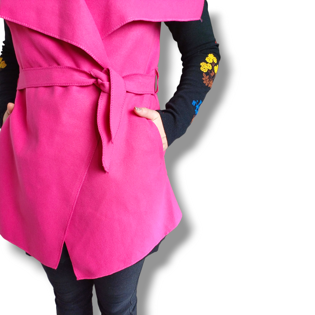 Moly - flaušová vesta krátká - magenta, sedne od velikosti XS do XL